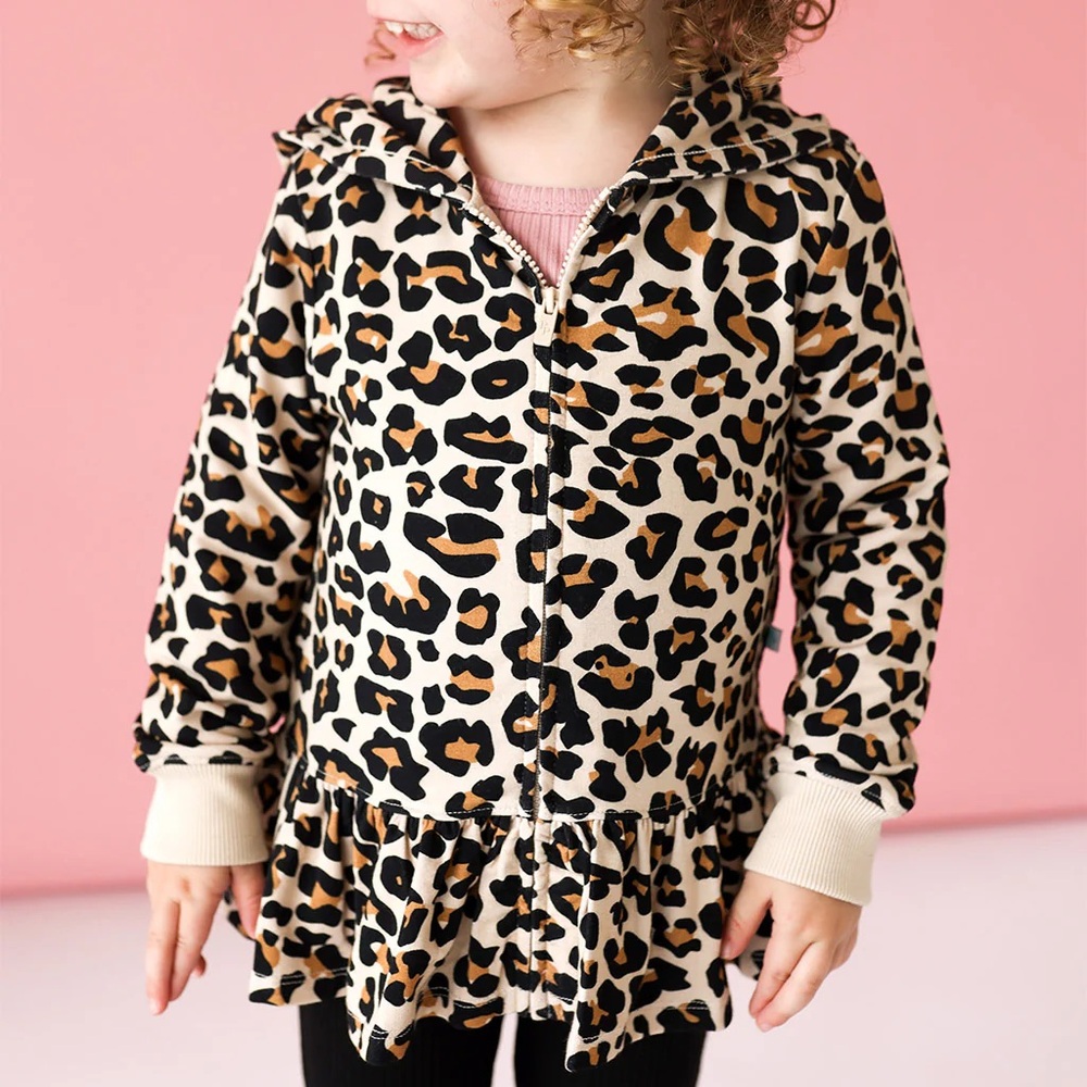 Posh Peanut Lana French Terry Long Sleeve NWT Ruffled Zippered Hoodie, 7-8 years